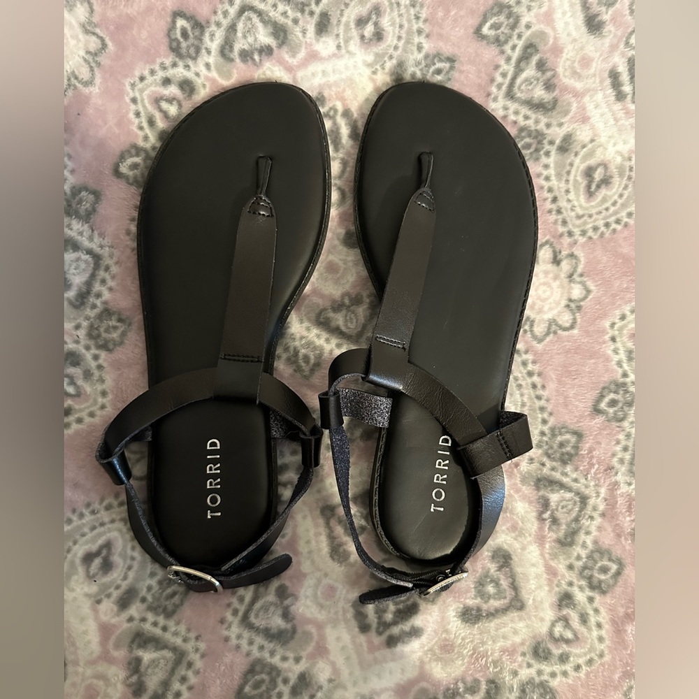 torrid Black T-Strap Ankle Strap Sandals